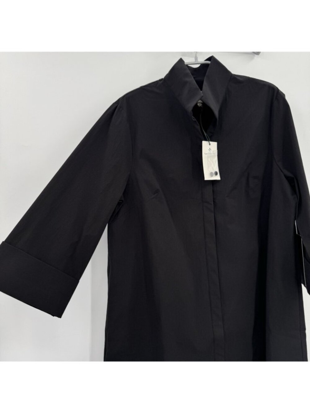 Tuckernuck Women's Black Charlie Shirt Dress Stand Collar Cotton size XL - Picture 3 of 8